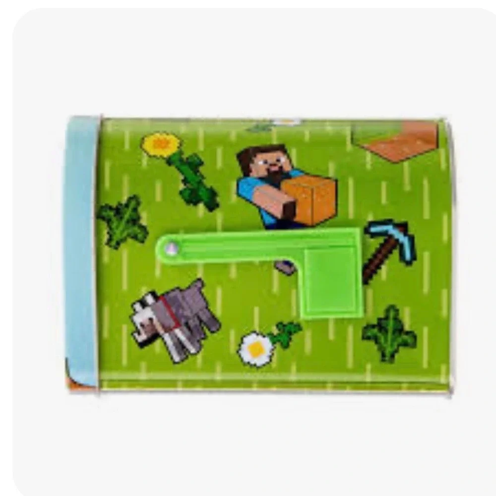 Minecraft Steve and‎ Wolf Tin Mailbox Green Storage Box with Functional Flag